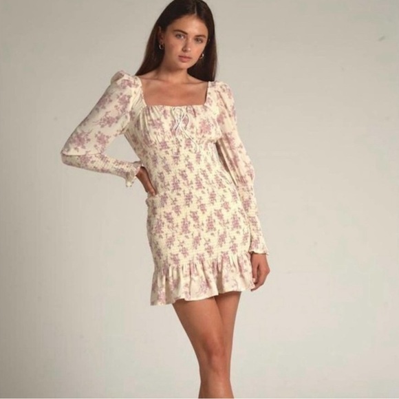 Floral Pink and Cream Women's Dress - Picture 1 of 3